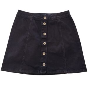 Arizona Jeans Black Denim  Button Up Skirt 28" Waist Indie Twee
